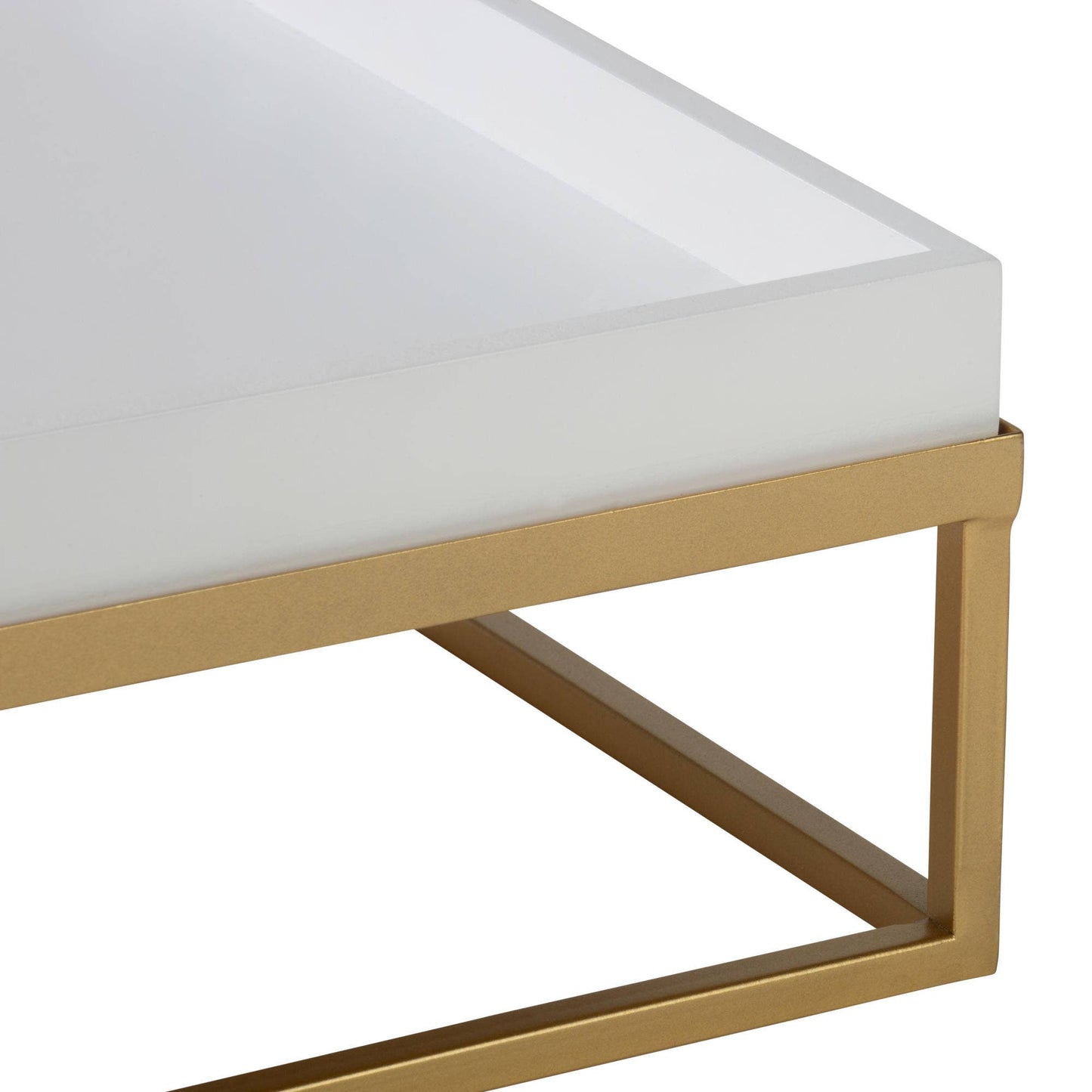 Tray/Riser Set of 2 - Metal and Wood: Large and Small White and Gold