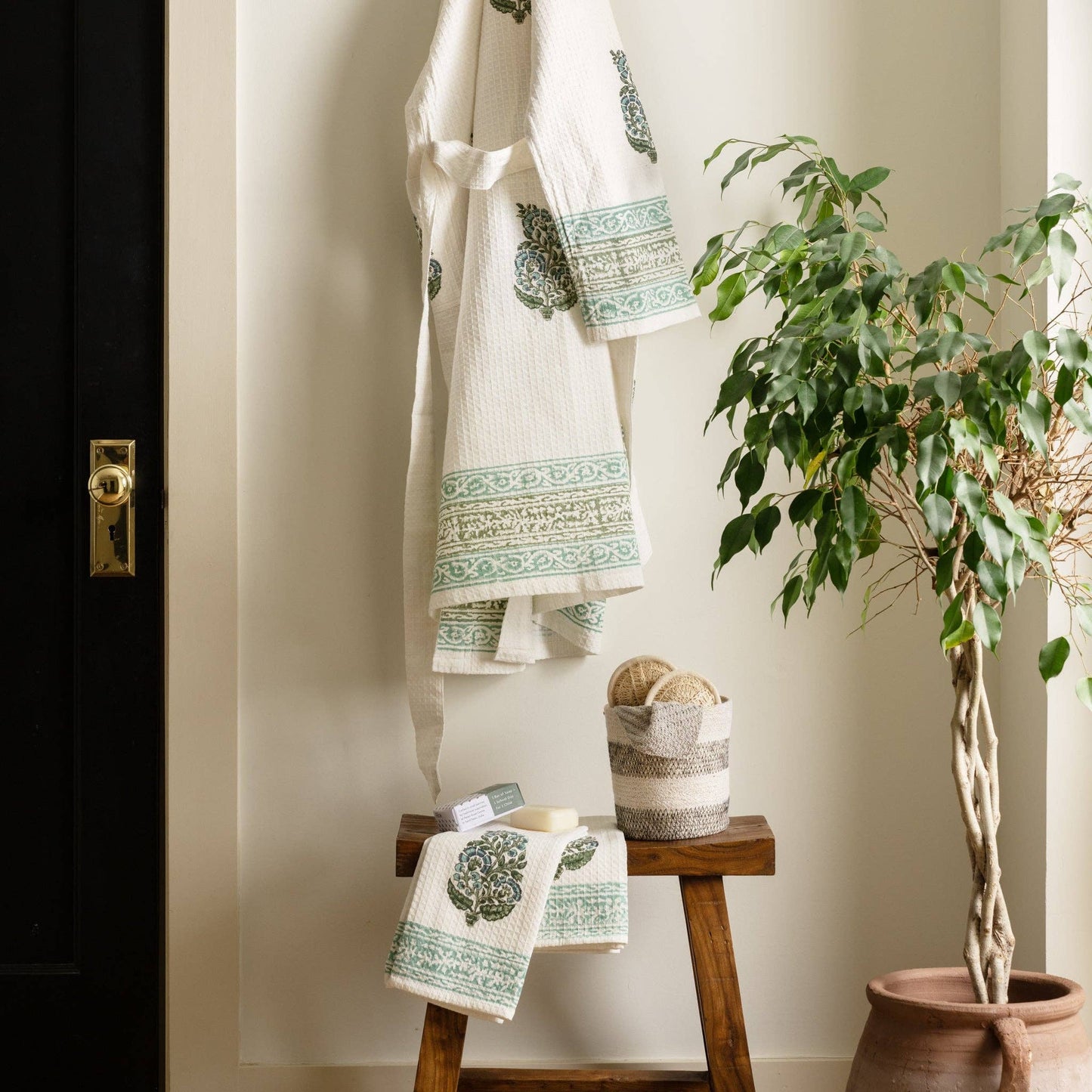Pera Cotton Block Print Hand Towel Set