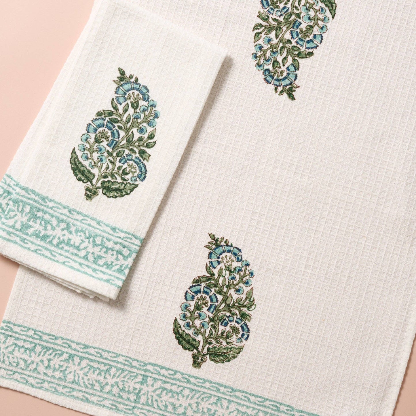 Pera Cotton Block Print Hand Towel Set