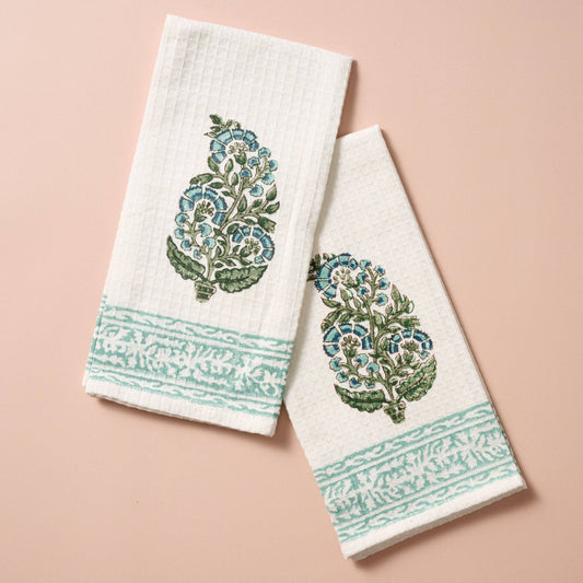 Pera Cotton Block Print Hand Towel Set