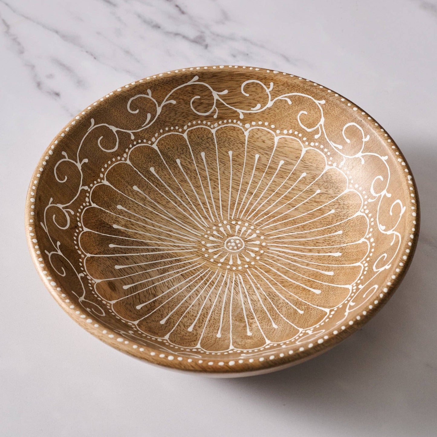 Aiza Handpainted Mango Wood Bowl