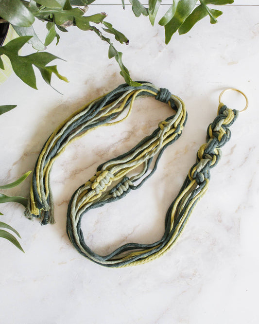 Chunky Twist Plant Hanger - Multicolor: Deep Green