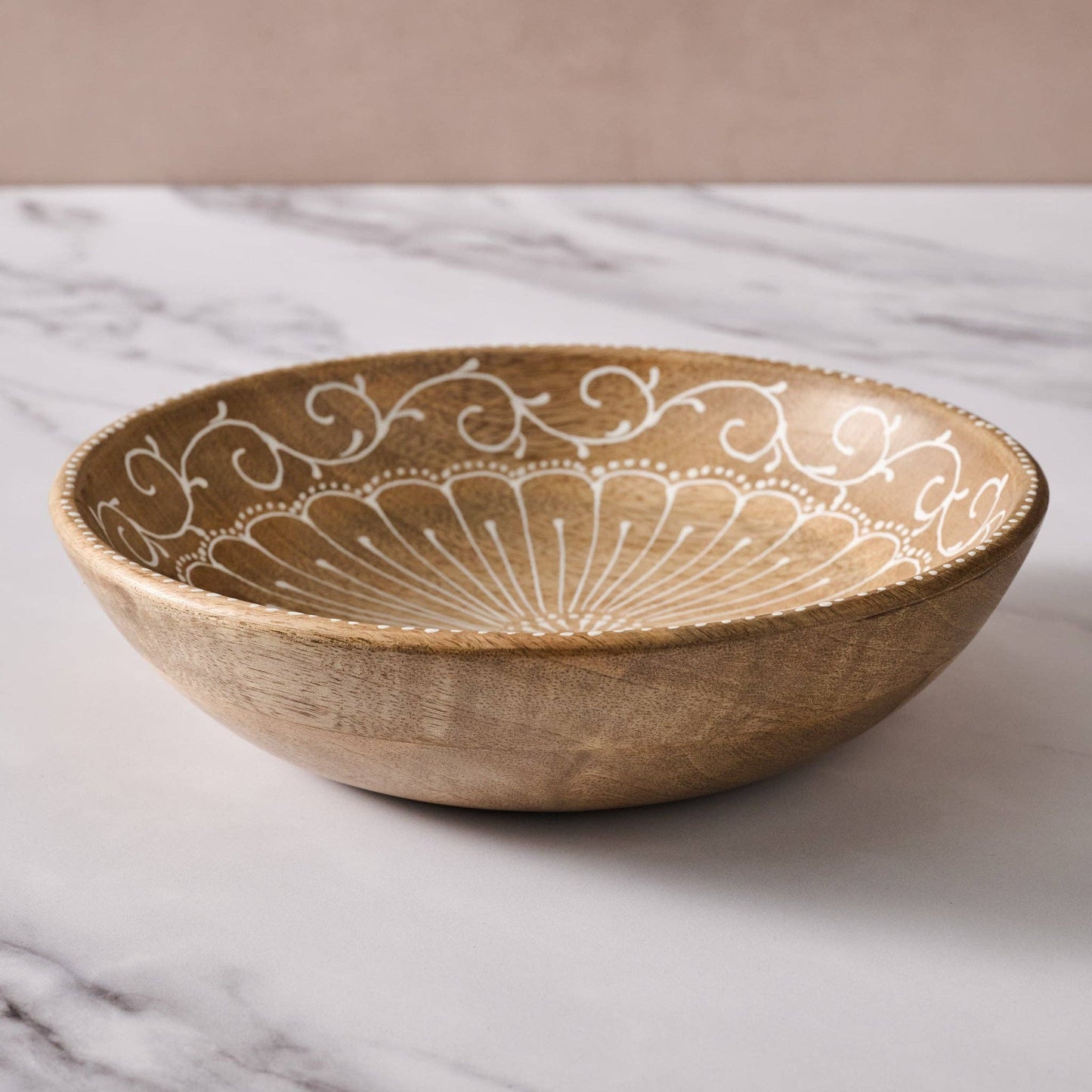 Aiza Handpainted Mango Wood Bowl